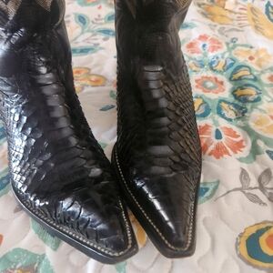 Corral Black Python Snakeskin Heeled Boots